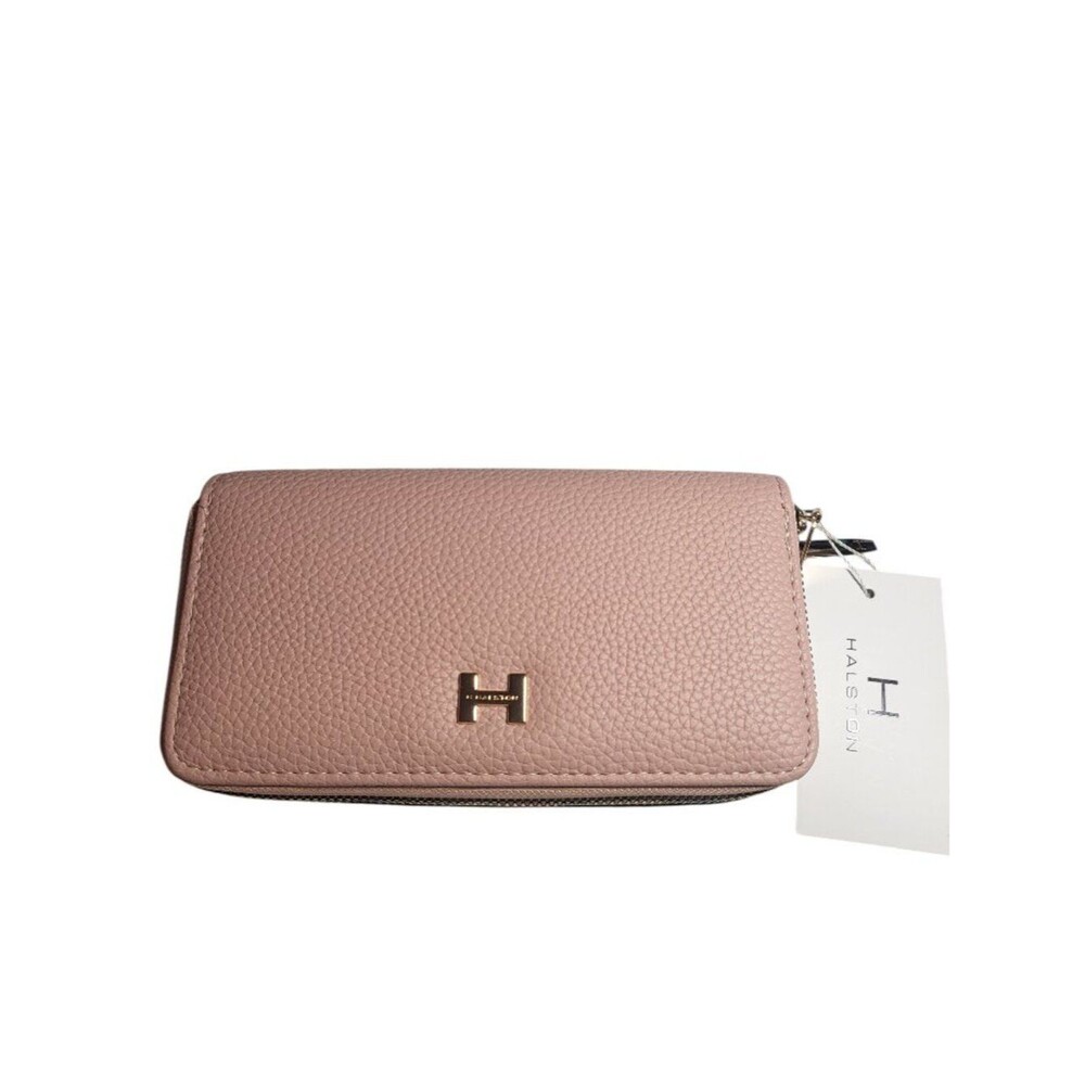 Halston Blush Pink Double Zip Around Wallet